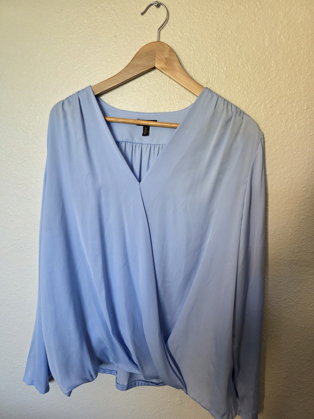 Prive V Neck Wrap Front Blouse, light blue
